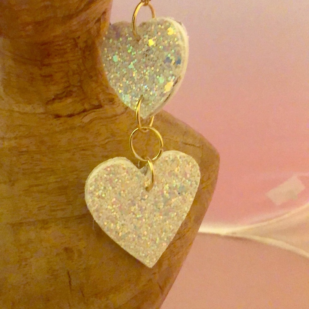 White lightweight long earrings